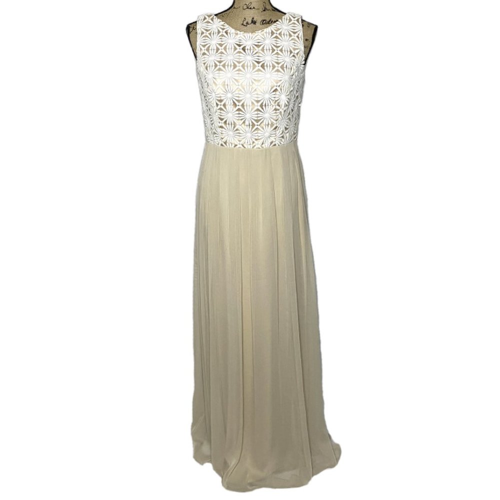 Lela Rose Ivory Cream Floral Embroidered Gown